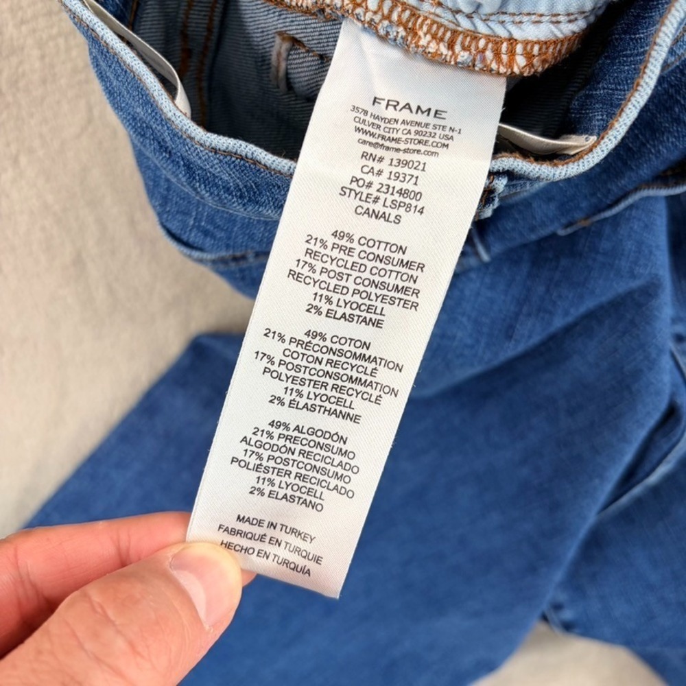 FRAME Le Slim Palazzo Wide Leg Jeans in Canals Stretch Denim Women 26 $278 - Picture 11 of 11